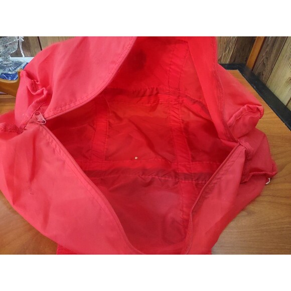 Vintage Pizza Hut Duffle Bag Small Size Red Nylon with Stripe - Picture 5 of 5